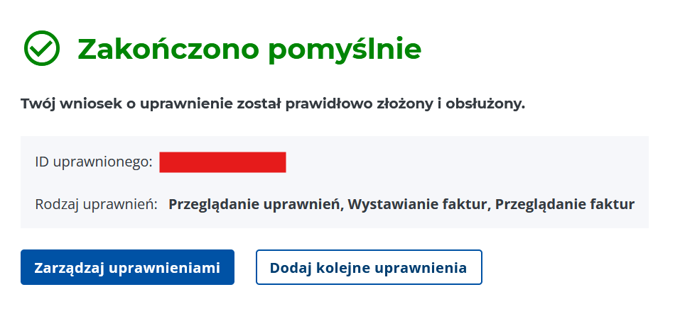 Potwierdzenie nadania uprawnień w KSeF